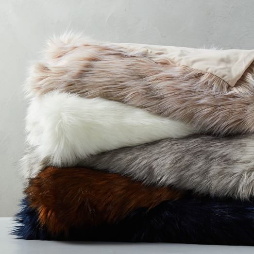West Elm Faux Fur Brushed Tips Throw west elm warehouse sale