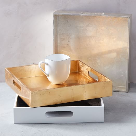 West Elm Lacquer Trays - Square Lacquered Wood Gold west elm warehouse sale