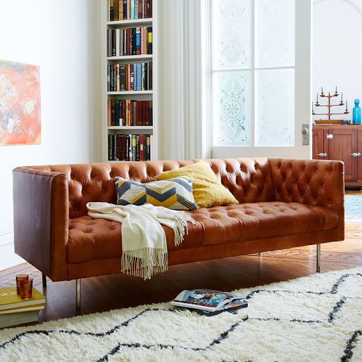 West Elm Modern Chesterfield Leather Sofa (79") west elm warehouse sale
