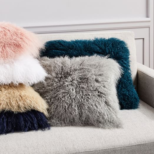 West Elm Mongolian Lamb Pillow Covers warehouse sale