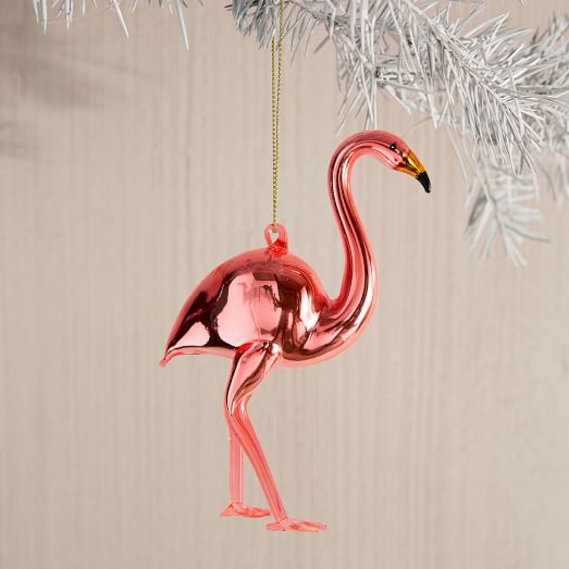 West Elm Tropical Glass Ornament - Flamingo holiday decor christmas long weekend sale