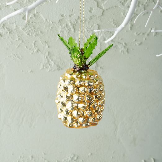 West Elm Tropical Glass Ornament - Pineapple christmas long weekend sale 