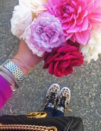 candace rose anderson instagram leopard print sneakers converse breakpoint blogger candieanderson garden roses flowers dahlias gucci bag michele watch david yurman bracelets