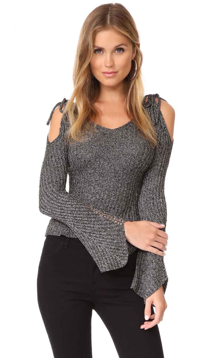 endless rose Cold Shoulder Sweater Black Combo shopbop fall sale