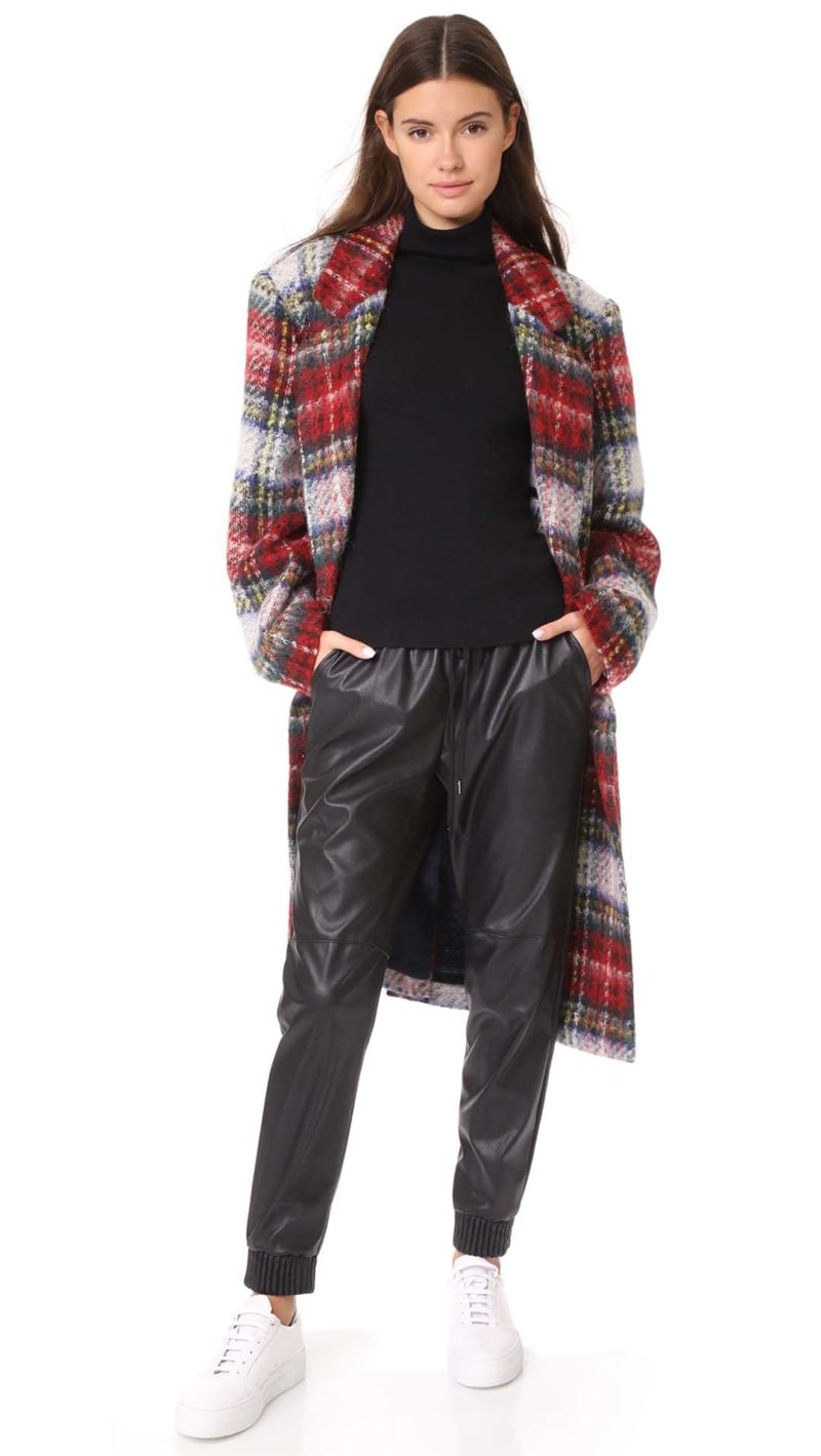 pushBUTTON Long Plaid Coat Red Green Blue fall winter coats