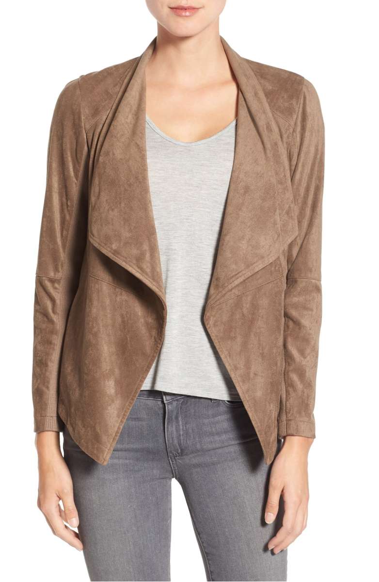 BB DAKOTA 'Nicholson' Faux Suede Drape Front Jacket faux suede jackets fall winter