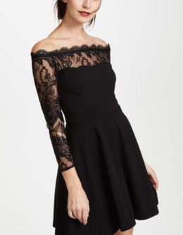 BB Dakota Dennett Lace Off the Shoulder Dress Black holiday party winter wedding guests