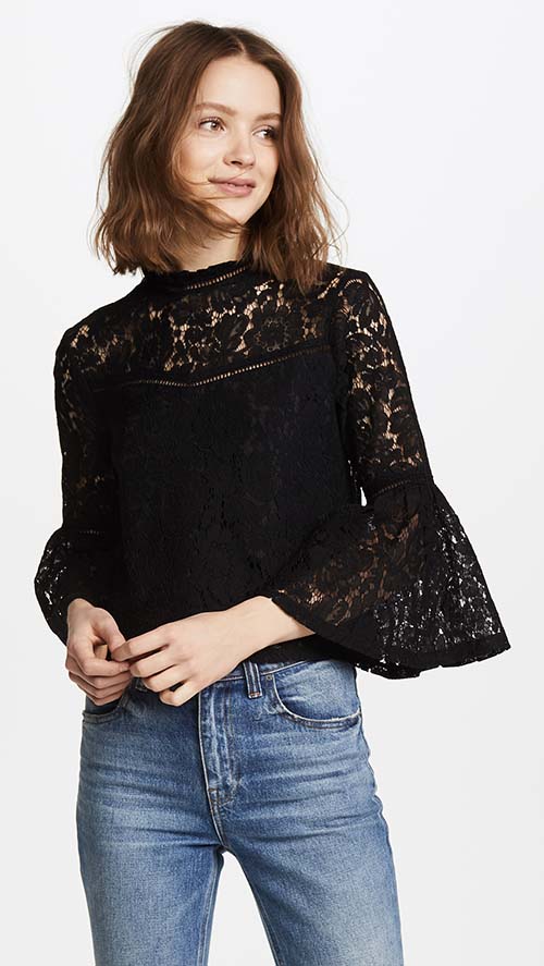 BB Dakota Jack by BB Dakota Miley Lace Blouse Bell Sleeves Black Shopbop buy more save more sale