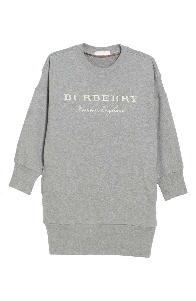 BURBERRY Sweatshirt Dress Grey Melange little girl and big girl thanksgiving dresses for little girls 2017 style