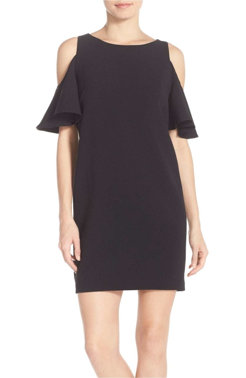 CHELSEA28 'Peek-A-Boo' Cold Shoulder Shift Dress Black holiday party dresses under 100 dollars nordstrom black friday sale