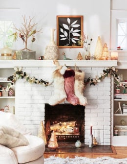 Colorful Faux Fur Stocking Rose anthropologie holiday home sale