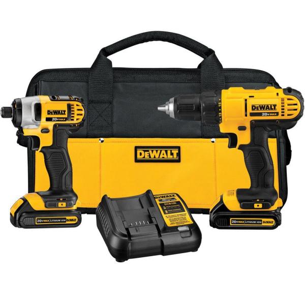 DEWALT 20-Volt MAX Lithium-Ion Cordless Drill/Driver and Impact Combo Kit (2-Tool) with (2) Batteries 1.3Ah, Charger and Bag the home depot black friday sale thanksgiving sale