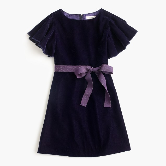 J.Crew Girls' flutter-sleeve velvet dress item H2062 Wild Blackberry Sizes 2, 3, 4 thanksgiving dresses for toddler girls