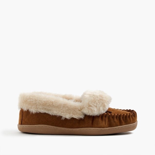 J.Crew Women's lodge moccasins item 54748 dark nutmeg holiday gifts slippers women
