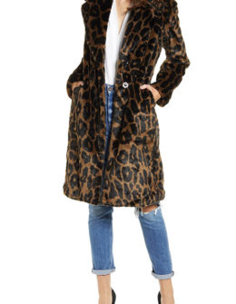 KENDALL + KYLIE Faux Fur Coat Leopard Print coats women