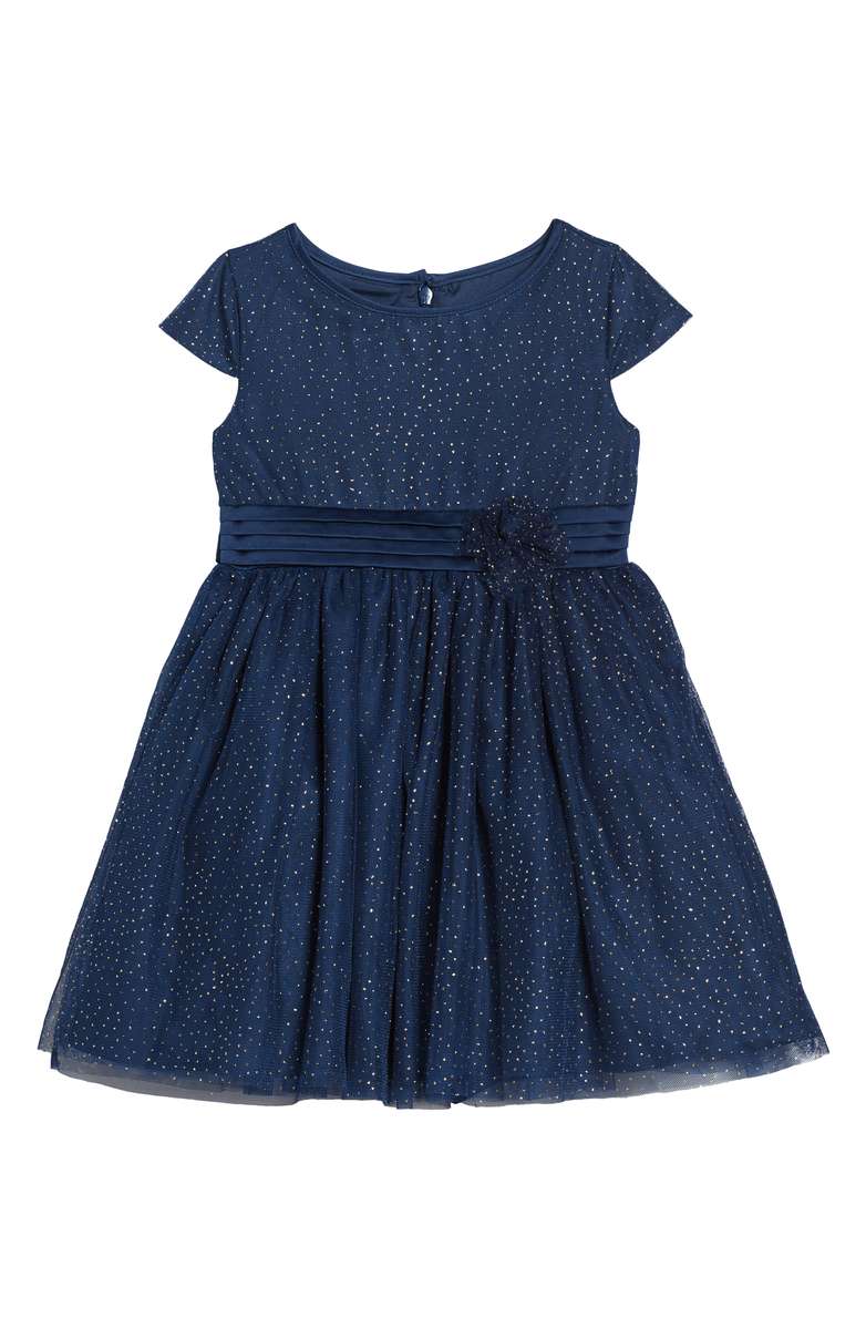 LITTLE ANGELS Illusion Mesh Party Dress Navy Blue Toddler & Little Girl thanksgiving dresses for toddler girls 