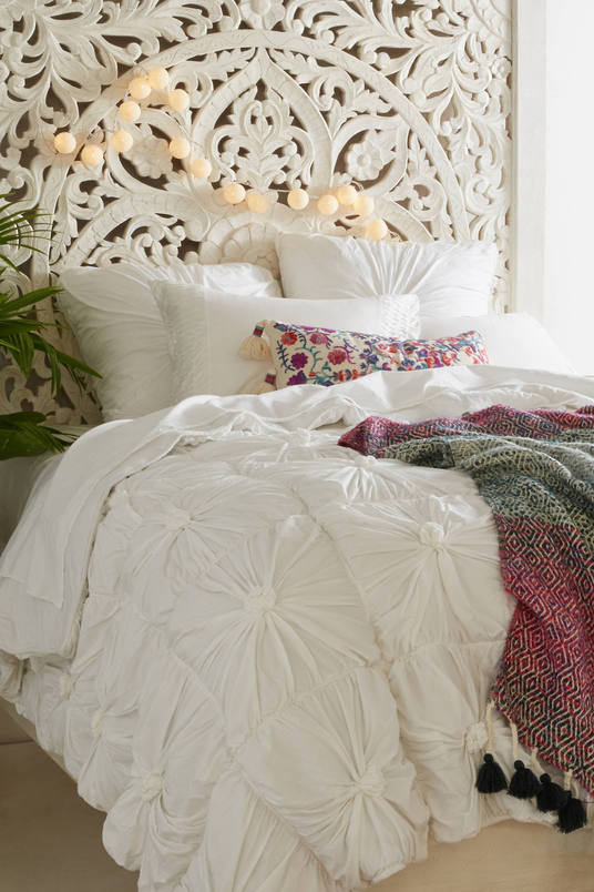 Lazybones Organic Rosette Quilt White Anthropologie holiday home sale