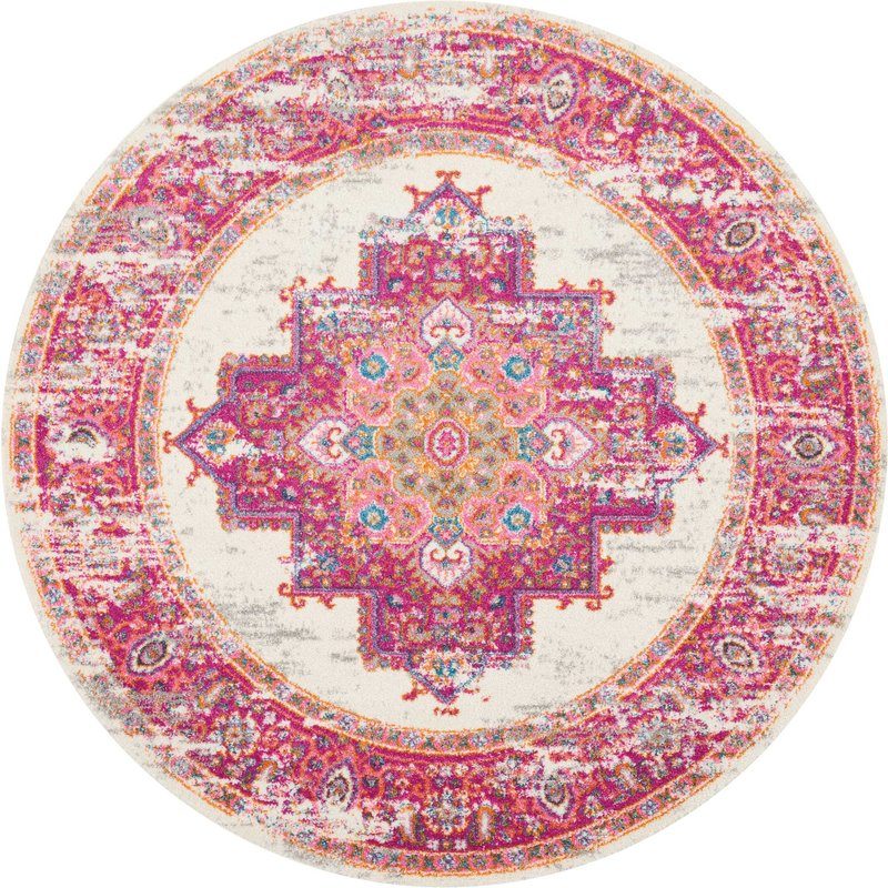 Mercury Row Dorset Ivory/Fuchsia Indoor Area Rug wayfair cyber monday sale