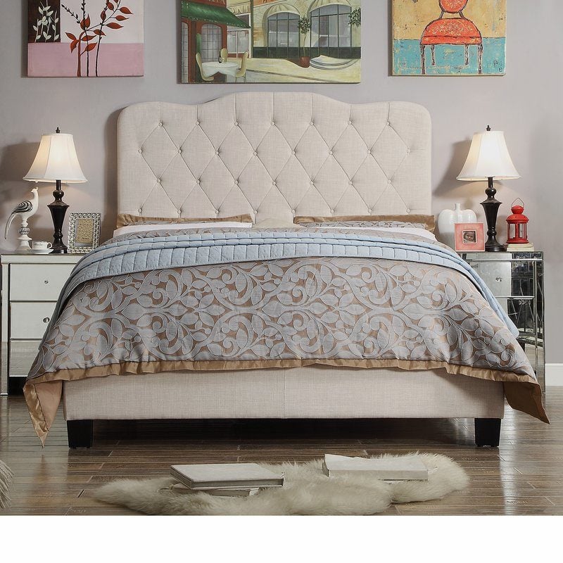Mulhouse Furniture Elian Upholstered Panel Bed Beige wayfair cyber monday sale