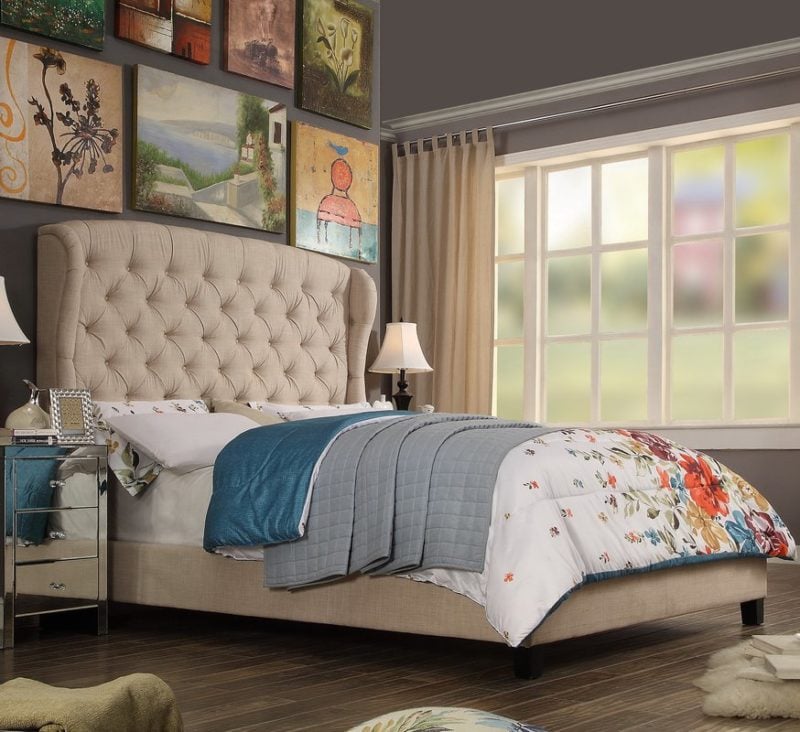 Mulhouse Furniture Felisa Upholstered Panel Bed Beige wayfair cyber monday sale