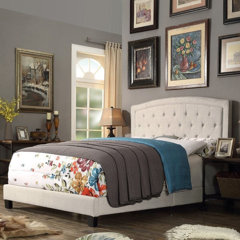 Mulhouse Furniture Gabriel Upholstered Panel Bed Beige wayfair cyber monday sale