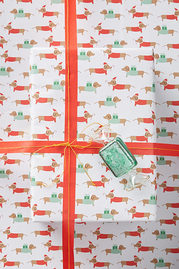 Paula & Waffle Daschund Holiday Wrapping Paper Set anthropologie holiday home sale