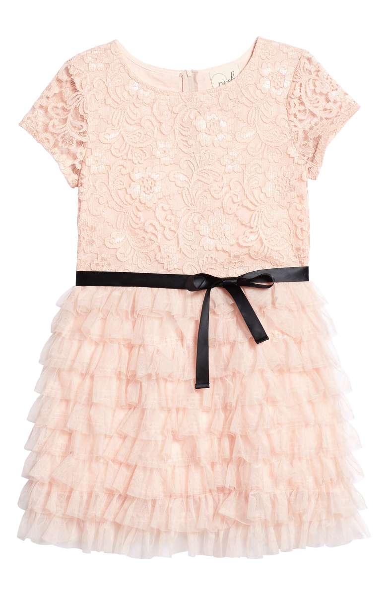  Peek Audrey Lace & Ruffle Party Dress (Toddler Girls, Little Girls & Big Girls) Pink thanksgiving dresses toddler girls