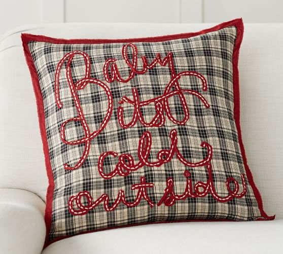 Pottery Barn BABY IT'S COLD OUTSIDE PLAID PILLOW COVER pottery barn cyber monday sale 