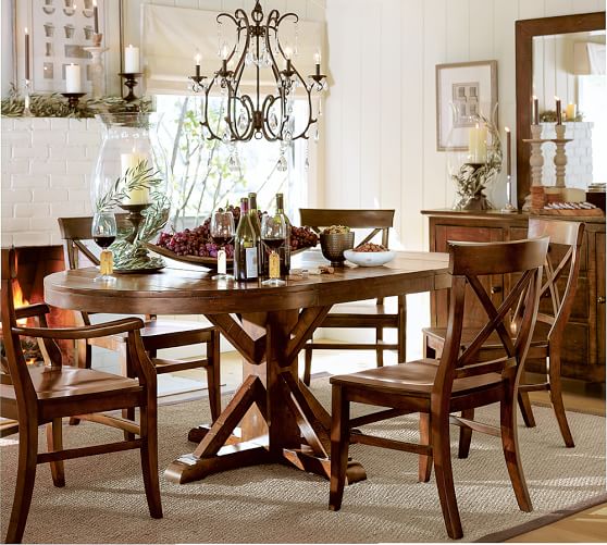 Pottery Barn BENCHWRIGHT EXTENDING PEDESTAL DINING TABLE, RUSTIC MAHOGANY pottery barn thanksgiving sale