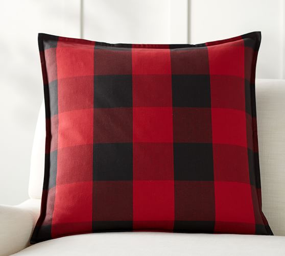 Pottery Barn BUFFALO CHECK PLAID PILLOW COVER Red Black pottery barn cyber monday sale