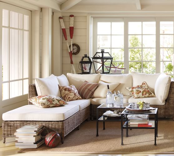 Pottery Barn BUILD YOUR OWN - TORREY ALL-WEATHER WICKER SQUARE-ARM SECTIONAL COMPONENTS - NATURAL pottery barn premier sale