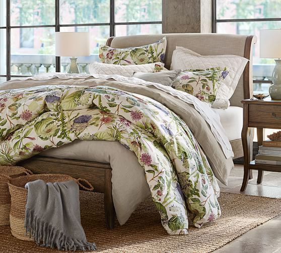 Pottery Barn CALISTOGA BED Solid Wood Fabric pottery barn cyber monday sale premier day