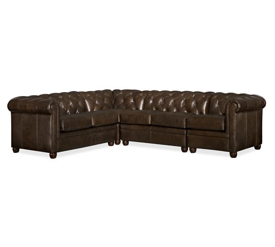 Pottery Barn CHESTERFIELD LEATHER 4-PIECE SECTIONAL pottery barn black friday sale