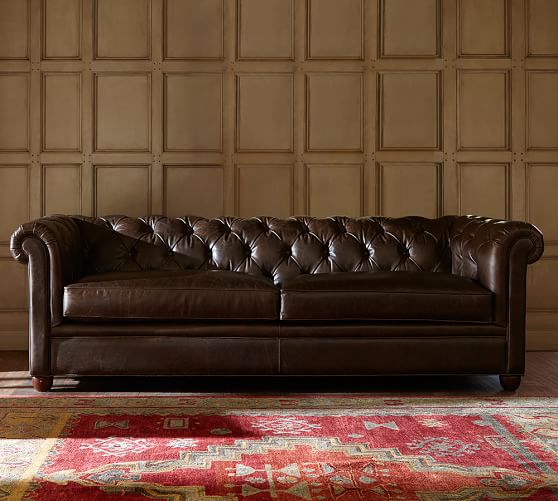Pottery Barn CHESTERFIELD LEATHER SOFA pottery barn premier sale
