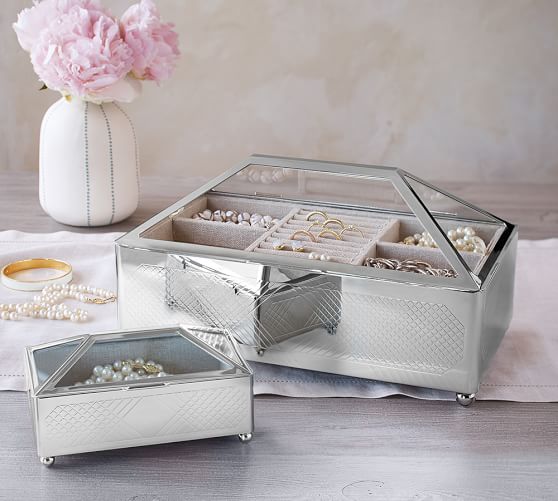 Pottery Barn CONSERVATORY METAL & GLASS JEWELRY BOX pottery barn premier sale