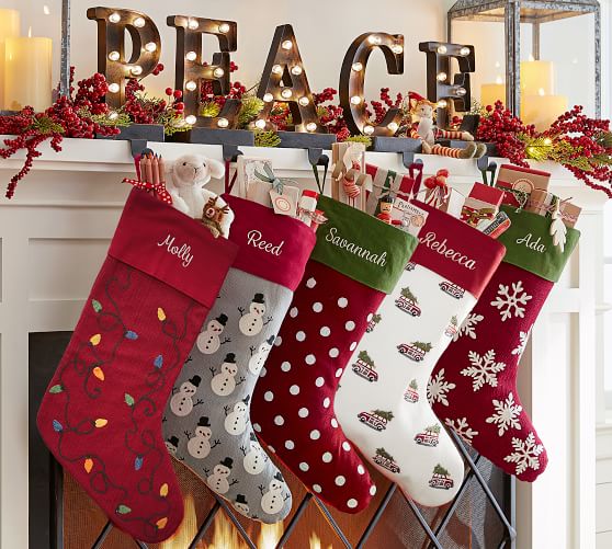 Pottery Barn CREWEL EMBROIDERED STOCKING pottery barn christmas stocking and tree skirts sale
