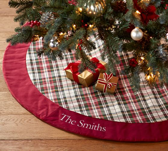 Pottery Barn DENVER PLAID TREE SKIRT pottery barn christmas tree skirts stockings sale