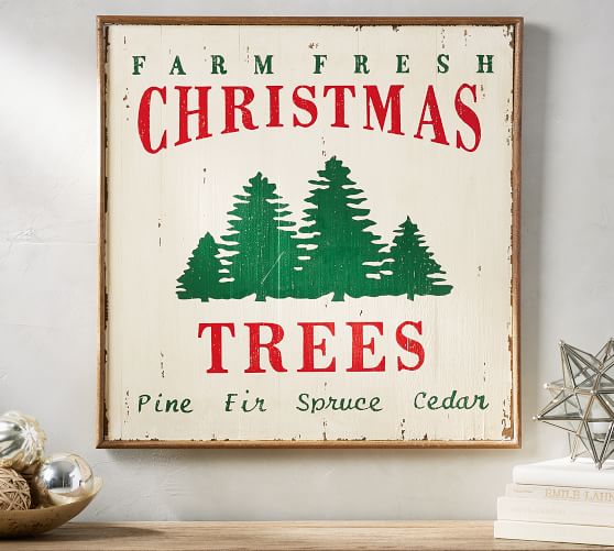 Pottery Barn FARM FRESH CHRISTMAS TREES ART pottery barn pre-black friday sale
