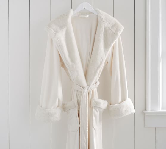 Pottery Barn FAUX FUR ROBE - IVORY ALPACA pottery barn pre-black friday sale