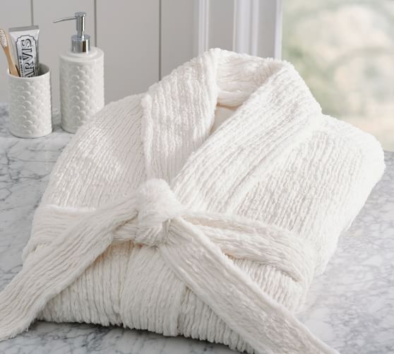 Pottery Barn FURRY KNIT ROBE Ivory pottery barn premier sale