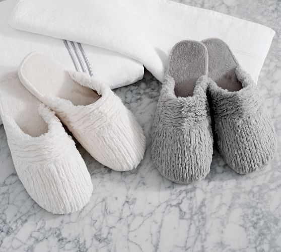Pottery Barn FURRY KNIT SLIPPERS pottery barn premier sale