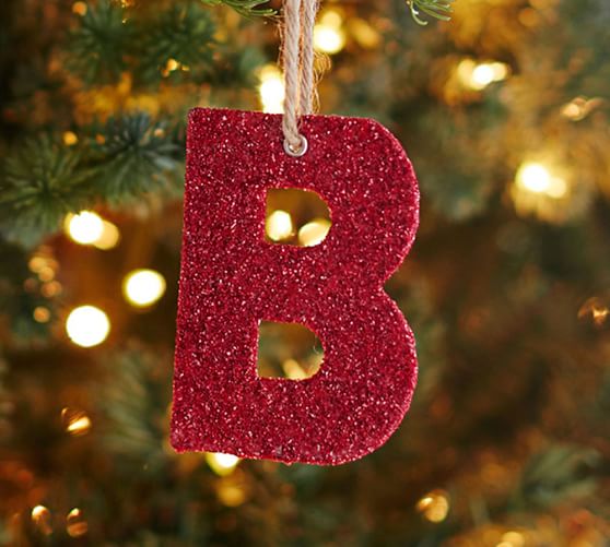 Pottery Barn GERMAN GLITTER ALPHABET ORNAMENTS - RED pottery barn cyber monday sale premier 