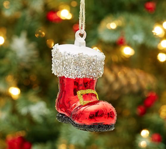 Pottery Barn GERMAN GLITTER SANTA BOOT ORNAMENT pottery barn cyber monday sale premier day