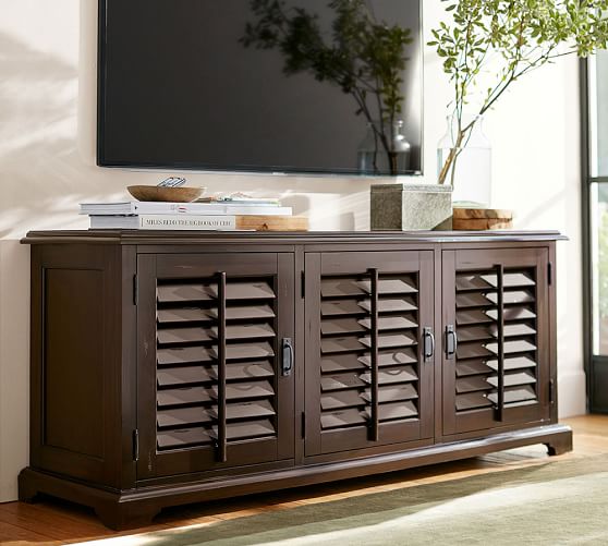 Pottery Barn HOLSTEAD SHUTTER LARGE MEDIA CONSOLE HERITAGE ESPRESSO STAIN pottery barn thanksgiving sale