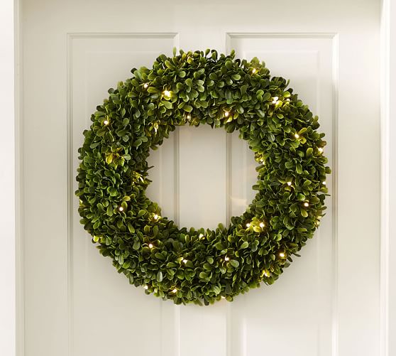 Pottery Barn INDOOR/OUTDOOR LIT BOXWOOD WREATH pottery barn cyber monday sale premier event