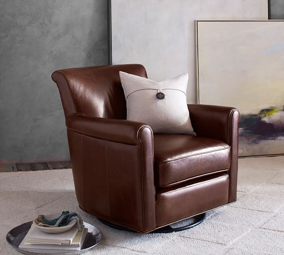 Pottery Barn IRVING LEATHER SWIVEL GLIDER pottery barn cyber monday sale premier day november 27 2017