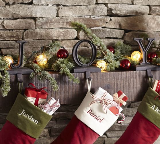 Pottery Barn JOY STOCKING HOLDER - BRONZE FINISH pottery barn premier sale cyber monday sale