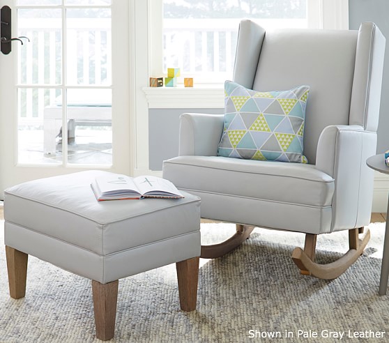 Pottery Barn Kids Leather Modern Wingback Convertible Rocker & Ottoman pottery barn kids buy more save more sale