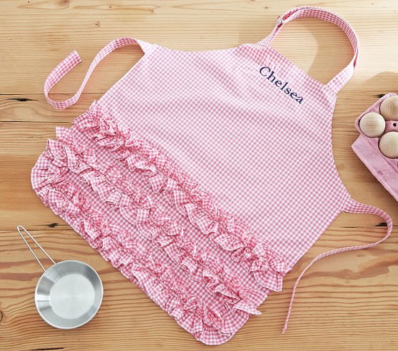Pottery Barn Kids Pink Ruffle Gingham Apron Pink pottery barn kids buy more save more sale