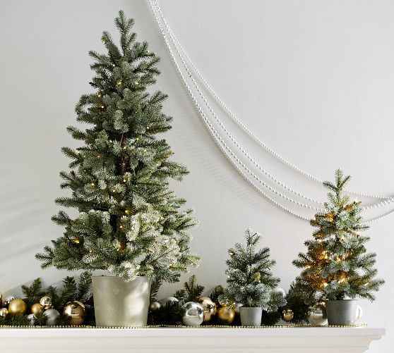 Pottery Barn LIT FAUX BLUE SPRUCE IN BUCKET pottery barn premier sale